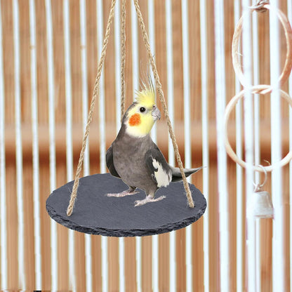 Bird Toys, Swing Perch Toys with Slate Rock and, Bird Playground, Cage Accessories for Budgies, Cockatiels, Lovebirds, Green Cheeks, Small to Medium Birds