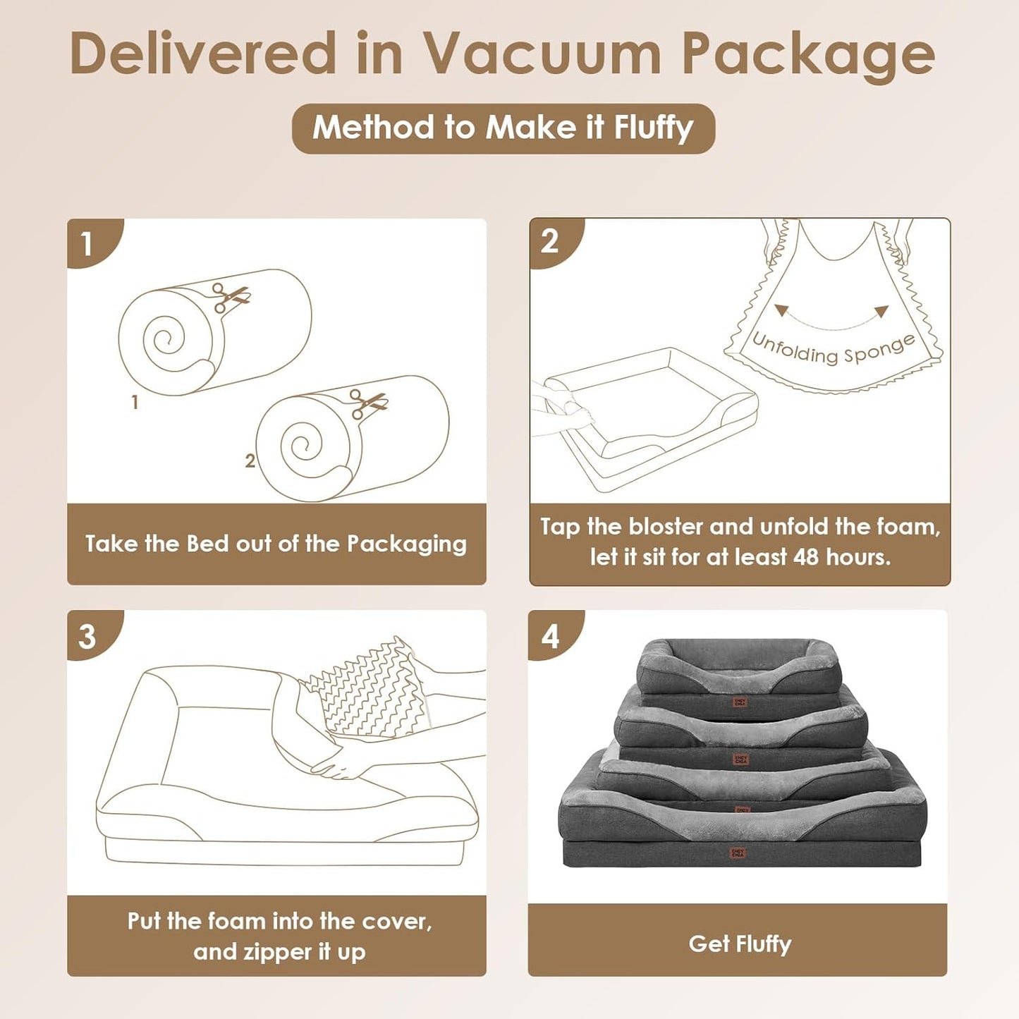 EHEYCIGA Memory Foam XL Dog Bed for XLarge Sized, Extra Large Orthopedic Dog Sofa with Sides and Waterproof Liner, Washable Bolster Pet Bed Couch with Removable Cover, 42x30x7.5 Inch, Grey