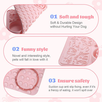 Silicone Lick Mat for Dogs & Cats – Slow Feeder Dog Bowl, Non-Slip Licking Mat for Large & Small Breeds, Puzzle Feeder & Snuffle Mat for Fast Eaters, Interactive Pet Food Mat