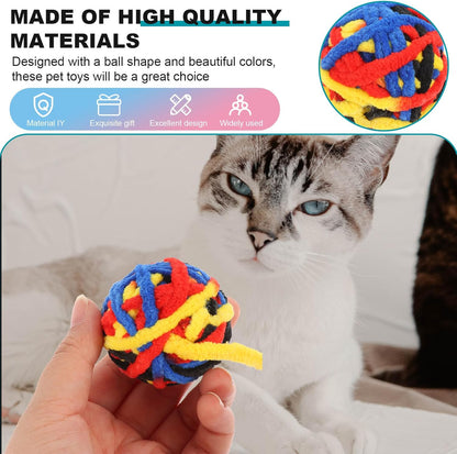 4Pcs Handmade Polyester Cat Balls with 40Cm Tail Bite-Resistant Indoor Scratcher for Kitten Play and Exercise Random Style