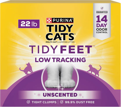 Purina Tidy Cats Tidy Feet Clumping Low Tracking Cat Litter with Odor Control – Unscented - 22 lb. Box