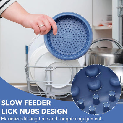 Dog Lick Bowl, Animire Freeze Lick Mat for Dogs, Non-Slip Slow Feeder Licking Bowl Enrichment Treat for Distraction Anxiety Relief, Food Grade Silicone, Dishwasher Safe(Dark Blue,XL)