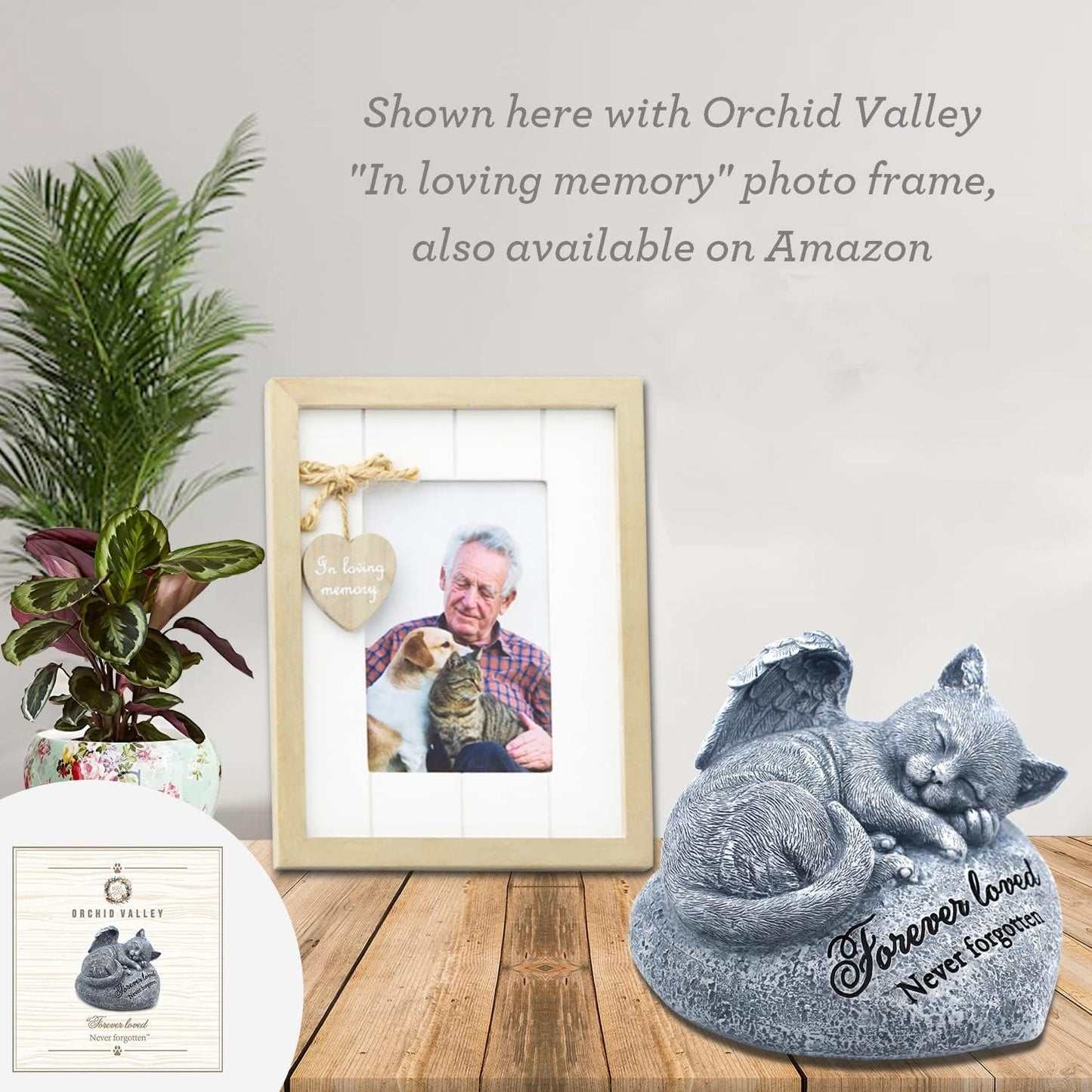 Orchid Valley Sleeping Cat Garden Statue - Pet Memorial Stone - Grave Marker - Beautifully Packaged Memorial Gift, Headstones for Cats or Thoughtful Sympathy Gift