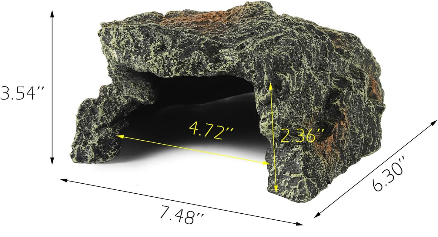 IBWell Resin Reptile Rock Cave, Lizard Tank Décor, Gecko Hide Reptile Hideout for Small Turtle Accessories for Tank, Leopard Gecko, Lazard Hideout