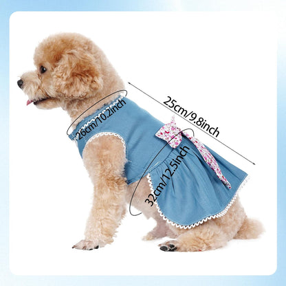 Small Dog cat Thin Denim Blue Dress