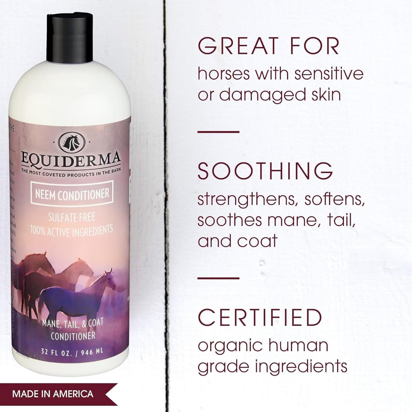 Equiderma Horse Shampoo & Conditioner Bundle – 32 oz Shampoo + 32 oz Conditioner – Hydrating, Soothing, Detangling Care for Skin, Mane, Tail & Coat - Pack of 2