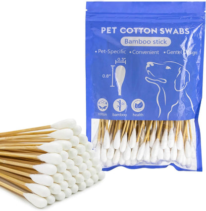6 Inch Large Cotton Swabs for Dog Ear Cleaning - Extra Long Handle Dog Ear Swabs, Soft & Absorbent Big Cotton Tips, Perfect for Pet Care & Daily Grooming (100 Pcs)