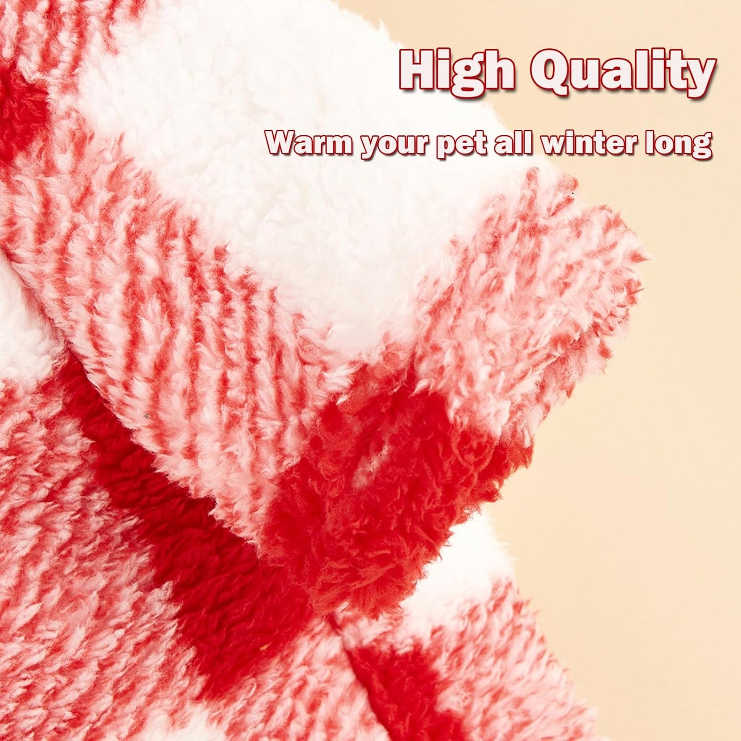 BAMY Red Square Dog Hoodie with Hat, Warm Pet Sweater Clothes, Daily Cat Winter Sweatshirt for Cats Small Medium Dogs Puppy Pomeranian Teddy (X-Large)