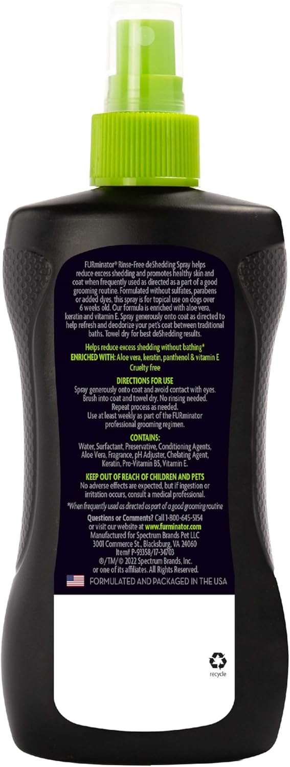 FURminator® Rinse-Free deShedding Spray For Dogs, Helps Reduce Excess Shedding And Refreshes Between Baths, 8.5 Fluid Ounces