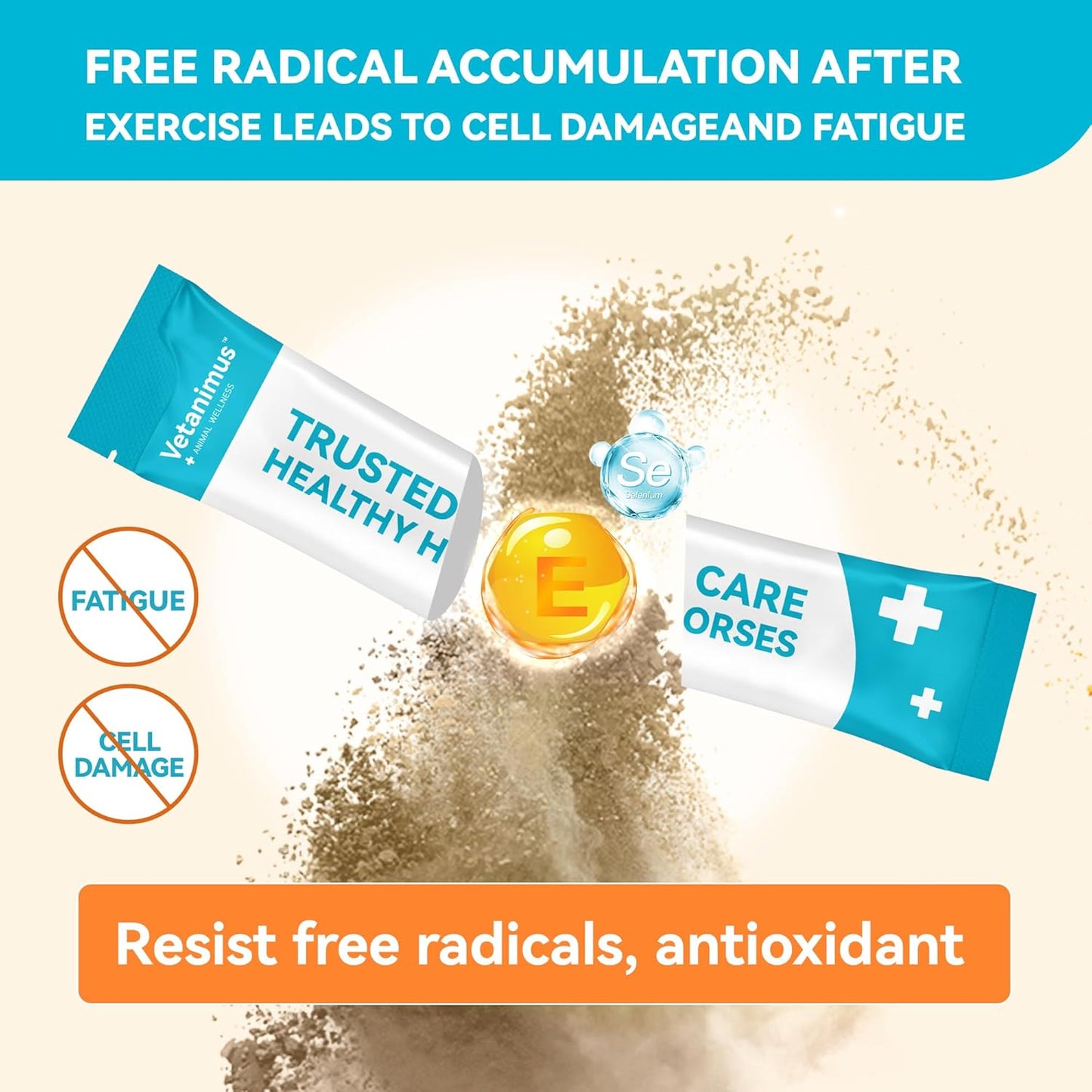 Natural Vitamin E & Selenium for Horses Muscle Build Support for Active Horses Equine Vitamin E Powder Supplement 30-Day Supply