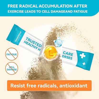 Natural Vitamin E & Selenium for Horses Muscle Build Support for Active Horses Equine Vitamin E Powder Supplement 30-Day Supply