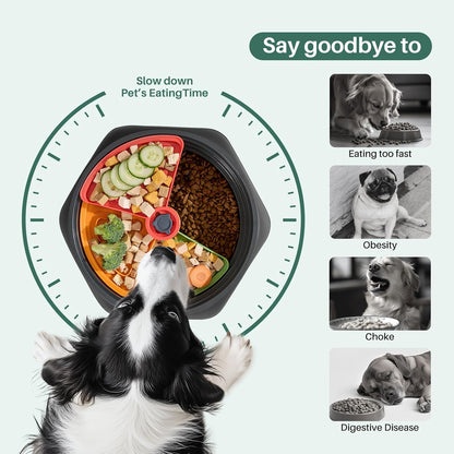 Gardner Pet Adjustable Slow Feeder Bowl for Medium/Large Dogs – 9.85'' L Size with Suction Base, Detachable Puzzle Insert & Freeze-Friendly Design (BPA-Free)