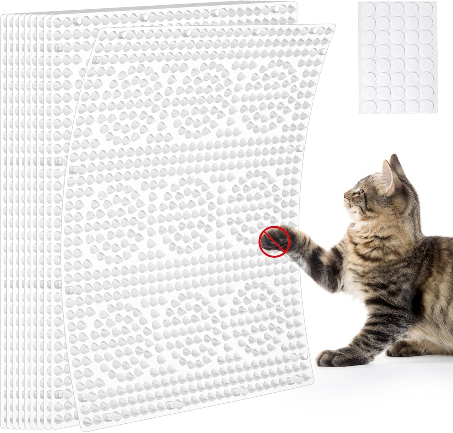 Uross Scat Mat for Cats -10PCS Deterrent Mat with Spikes Indoor Cat Repellent Mat Outdoor Scat Spikes Mat Indoor Cat Countertop Deterrent Keep Cats Off Counter
