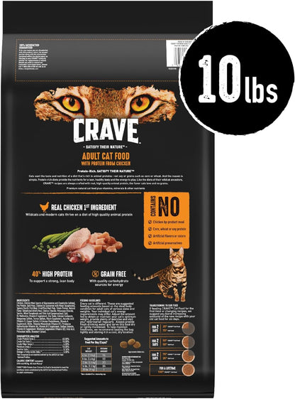CRAVE Grain Free Adult High Protein Natural Dry Cat Food with Protein from Chicken, 10 lb. Bag