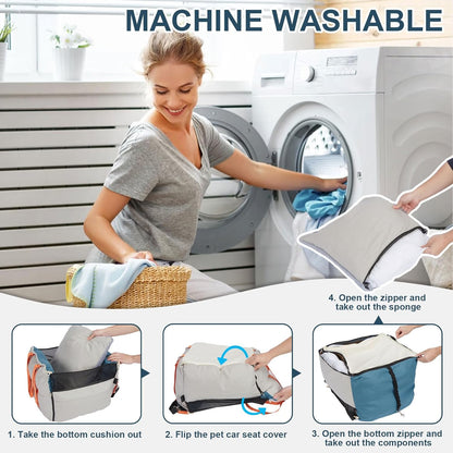 Ownpets Dog Car Seat for Small/Medium Dogs - Waterproof& Scratch-Resistant Dog Bed Car Seat, with Clip-On Safety Leash and Memory Foam Elevated Cushion,Up to 30lbs