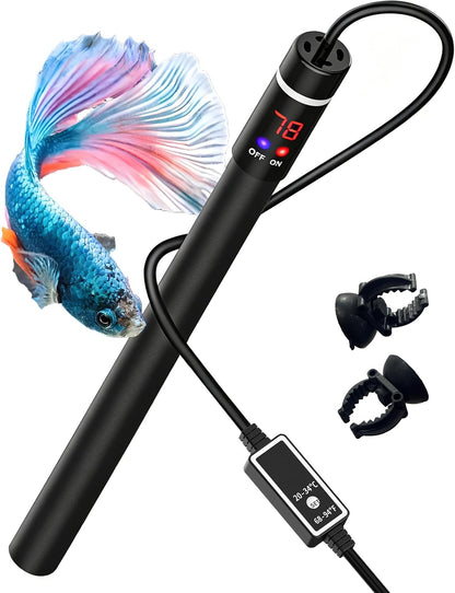 50W Titanium Aquarium Heater with LED Digital Display & External Controller – Submersible Fish Tank Heater, Precise ±1.8℉, IP68 Waterproof, for 3-7 Gallon Freshwater & Saltwater Tanks