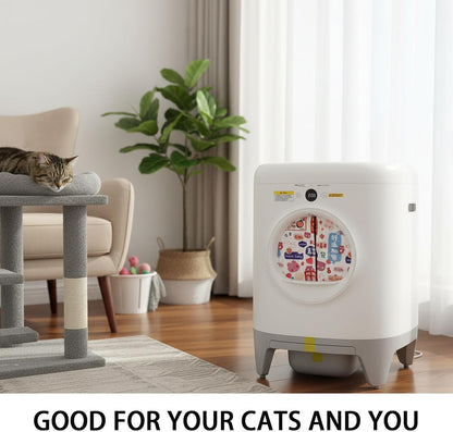 Curtain for Self Cleaning Cat Litter Box, Self-Cleaning Litter Box Curtain,Odor Blocker & Litter Scatter Shield for Cats,Easy Install, Universal Fit for Elliptical Openings (Red)