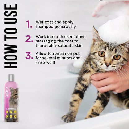 Shed-X Shed Control Shampoo for Cats, 8 oz – Reduce Shedding – Shedding Shampoo Infuses Skin and Coat with Vitamins and Antioxidants to Clean, Release Excess Hair and Exfoliate
