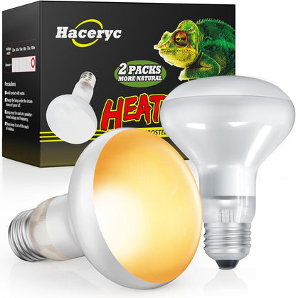 Reptile Heat Lamp, Simulate Natural Sunlight Heat Light Bulbs 2 Pack 50W Amphibians Basking Heat Lamp Bulbs for Reptiles, Bearded Dragon, Lizard, Turtle, Chicken