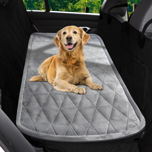 Petskd Non-Slip Dog Bed for Car Back Seat Cover, Soft Pet Mat fits Backseat Extenders, Portable and Easy Clean Dog Mats for Trucks, SUVs, Couch, Camping(Grey)