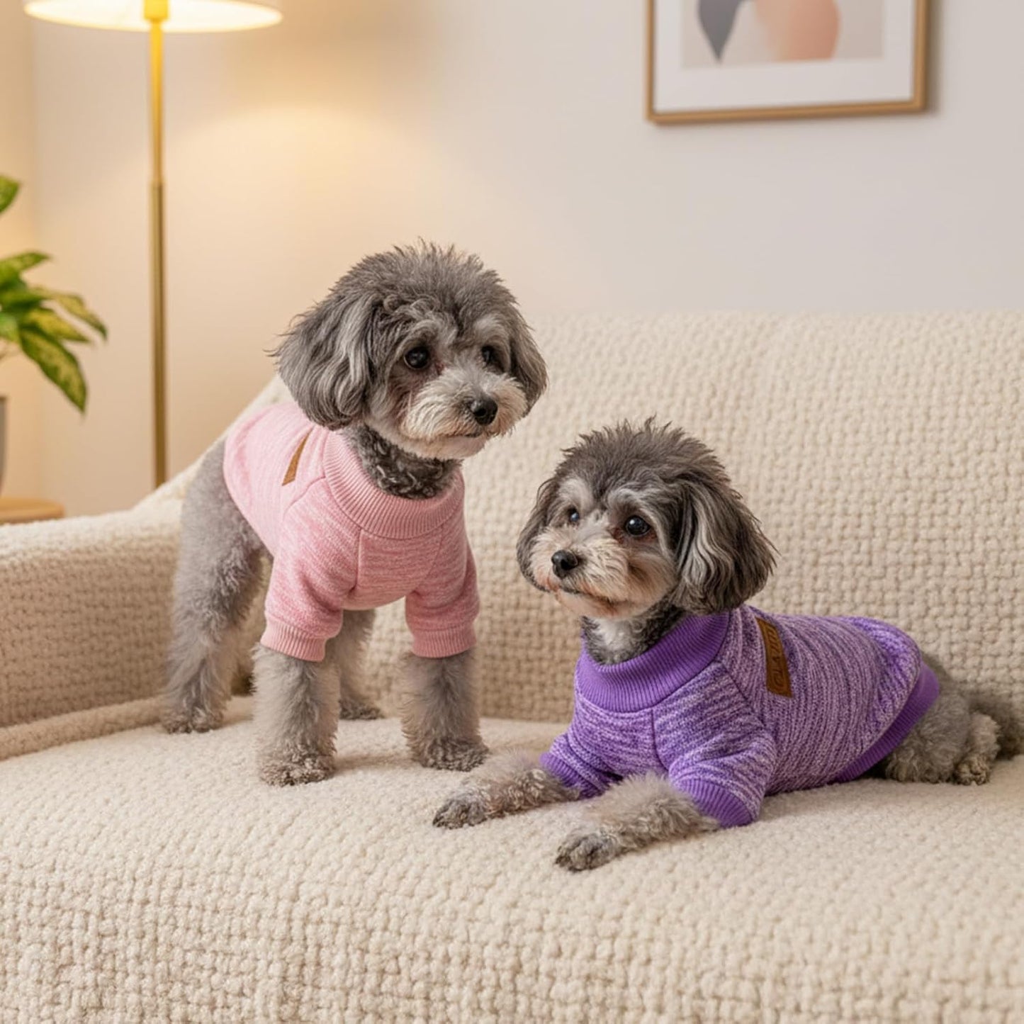 hoyuwak 2 PCS Dog Sweaters for Small Dogs Warm Winter Fall Knit Puppy Sweater Pet Girl Thick Clothes for Chihuahua Yorkie