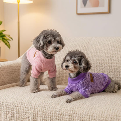 hoyuwak 2 PCS Dog Sweaters for Small Dogs Warm Winter Fall Knit Puppy Sweater Pet Girl Thick Clothes for Chihuahua Yorkie