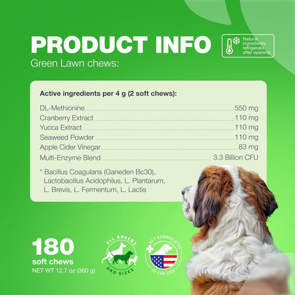 Grass Spot Chews for Dogs - Dog Probiotic, Multivitamins, Enzymes - Vitality & UTI & Digective Support - Urine Neutralizer for Lawn