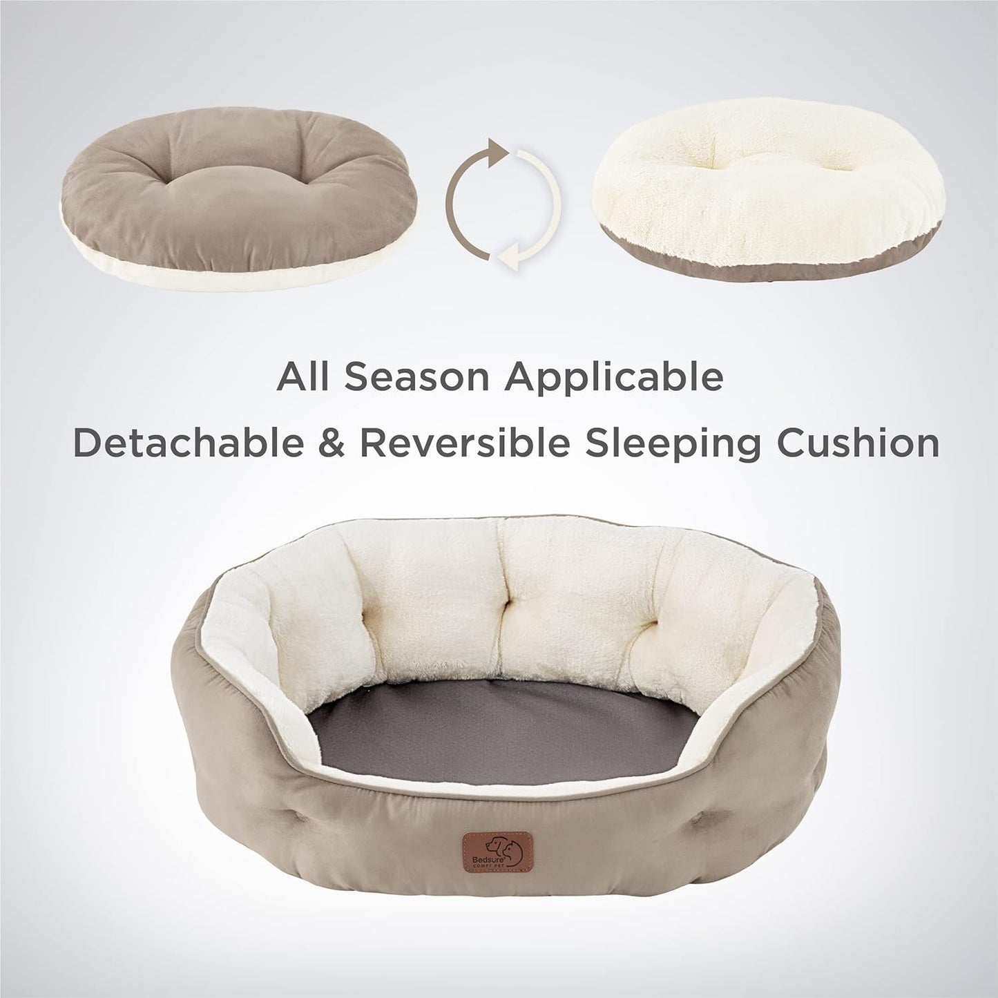 Bedsure Dog Beds for Small Dogs 25 Inches, Taupe Waterproof Dog Blankets for Small Dogs 25"X35", Camel