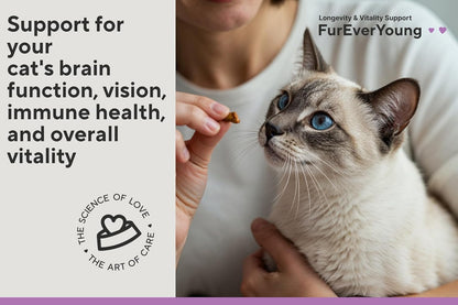Vitamin Treats for Senior Cats: Vision & Brain Function, Longevity & Overall Vitality, Immune Health for Aging Cats. Enriched with Breakthrough Active Ingredients (30 Days Supply)
