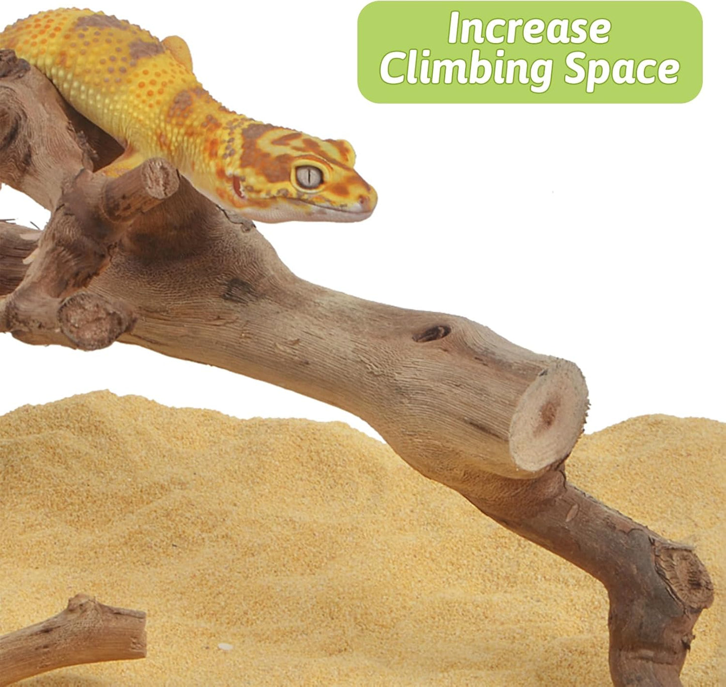 VCEPJH Snake Climbing Branch, 2Pcs Reptile Wood Natural Cork Log and 4 Pcs Reptile Plants, Climbing Wood Branch Terrarium Hanging Fake Plant Leaves for Snake Leopard Gecko Lizard Chameleon