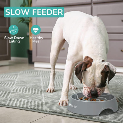 LumoLeaf Large Slow Feeder Dog Bowl (4 Cups) – Anti-Slip, Safe & Non-Toxic, Durable Melamine – Promotes Healthy Eating, Reduces Bloating – Ideal for Medium & Large Dogs