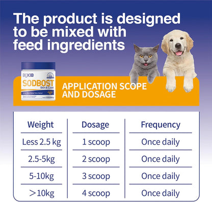 BOCASHI Probiotics for Dogs & Cats+SODBOST Pet Allergy & Itch Relief, for Digestive Health, Gut Support, Pet Skin & Coat Supplement Powder - Made in USA - 360 Scoops for a Year