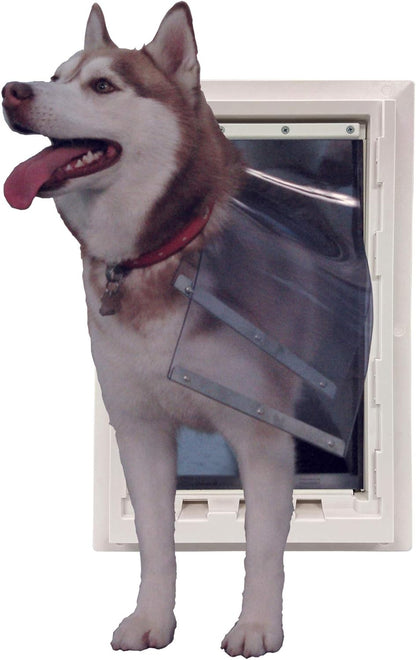 Ideal Pet Products Wall Entry Pet Door Double Flap for Walls with Built-in Telescoping Tunnel and Lock-Out Slide, Extra Large, White