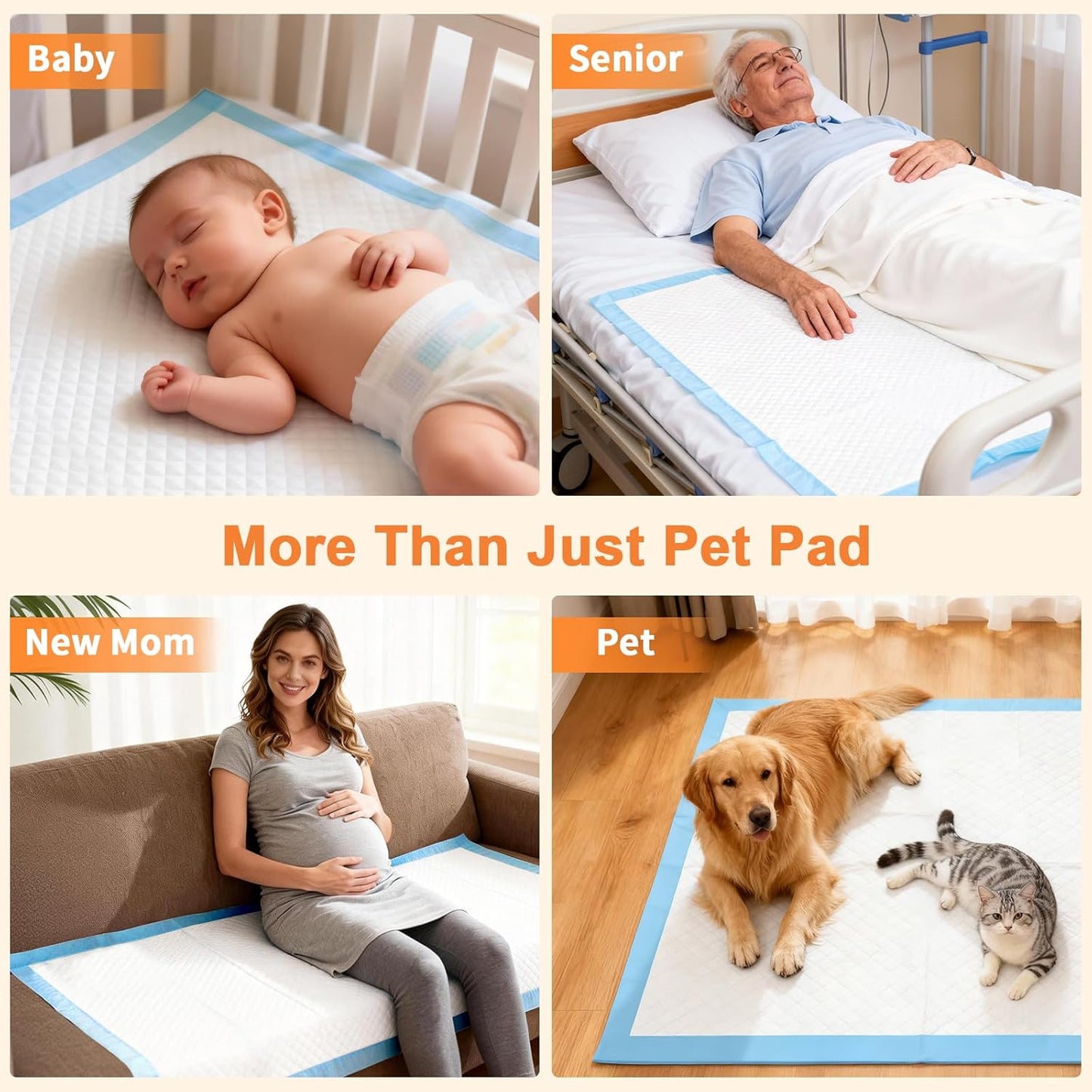 URPOWER Extra Large Dog Pee Pads 55"x29.5" 40 Count, 5XL Super Absorbent Puppy Pads Disposable Potty Training Pads for Dogs & Cats, Leak-Proof Baby & Adults Bed Pads, Pet Pads for Car, Crate