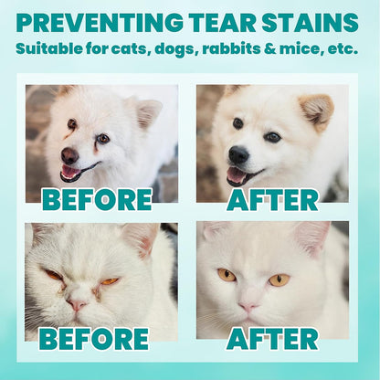 Eyes Wipes for Dogs & Cats 120 Counts, Grooming Kit Care for Dogs and Cats, Prevent Tear Stains, Eye Debris, Discharge, Mucus Secretions,Coconut Scent