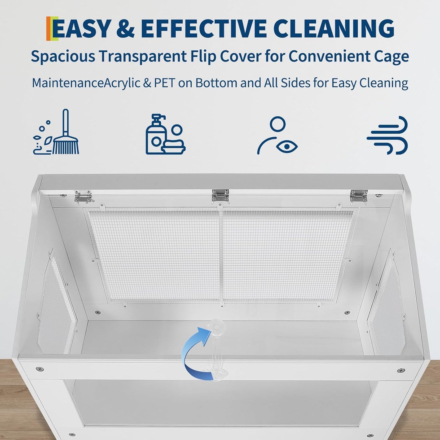 Small Animal Habitat with Storage Cabinet, Easy-View Acrylic Panel Enclosure for Hamsters, Guinea Pigs and Hedgehogs, Durable Small Pet Cage with Easy Assembly Design