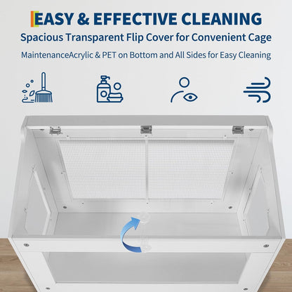 Small Animal Habitat with Storage Cabinet, Easy-View Acrylic Panel Enclosure for Hamsters, Guinea Pigs and Hedgehogs, Durable Small Pet Cage with Easy Assembly Design