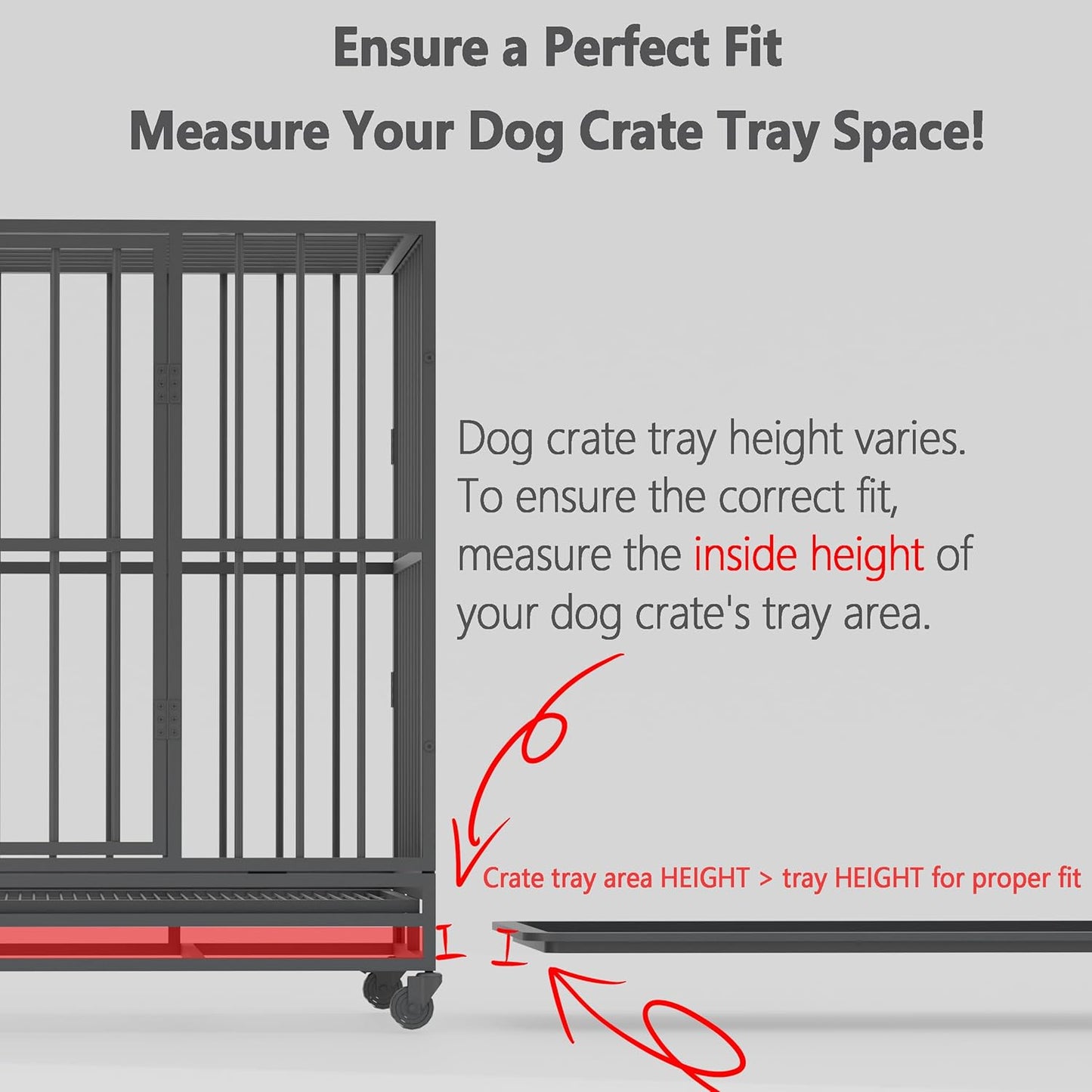 Durable Dog Kennel Tray ChewProof Replacement 41" - Easy Clean Super Composite Pan for Metal Cage - Tough Floor Liner for Pet Kennel Crates