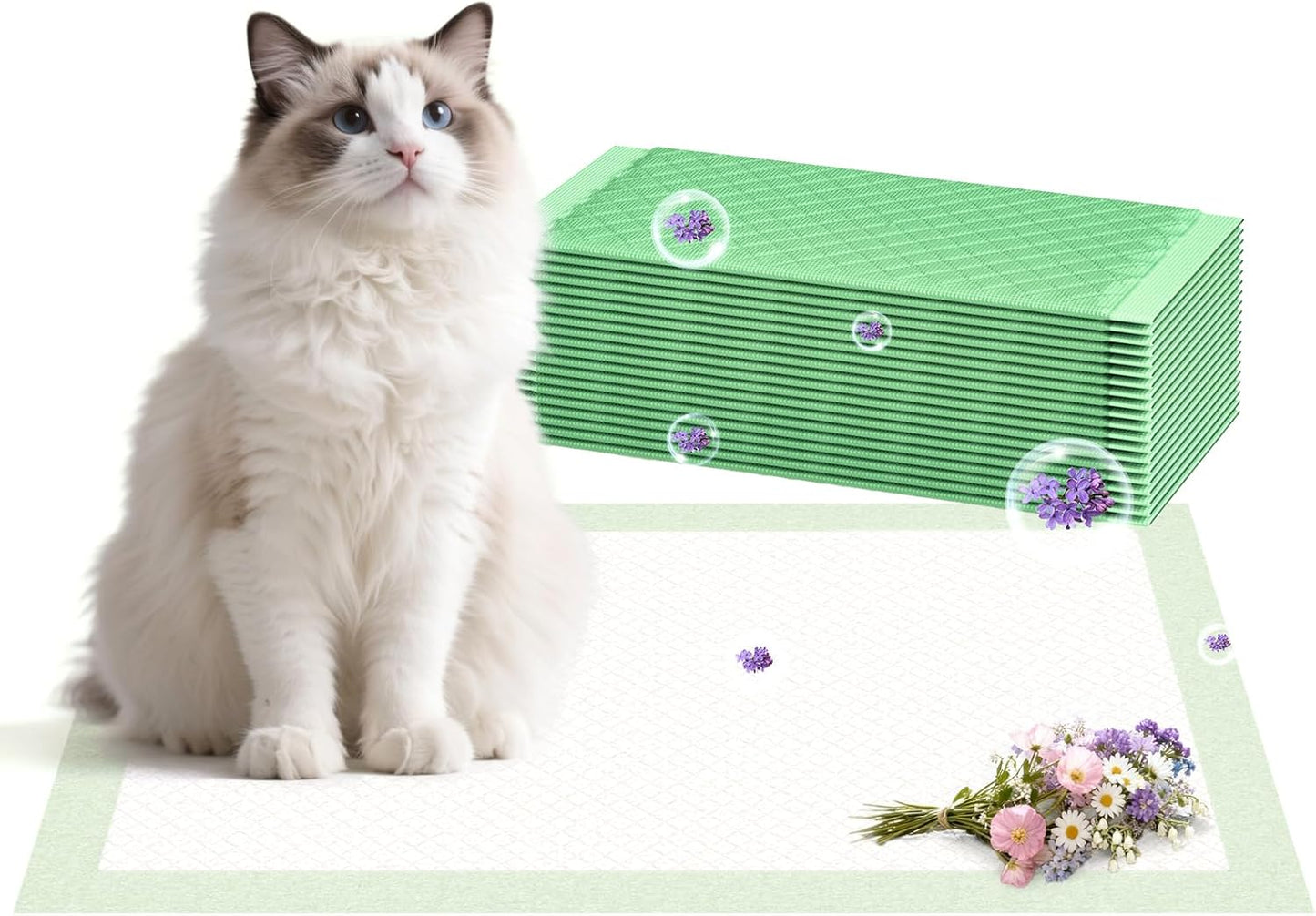 Gardner Pet Cat Pads Refill 30Counts, Extra Strength Odor Control Cat Pee Pads with Floral Fragrance for Breeze Litter System, 16.9"x11.4" Heavy-Duty Absorption for Multi-Cats