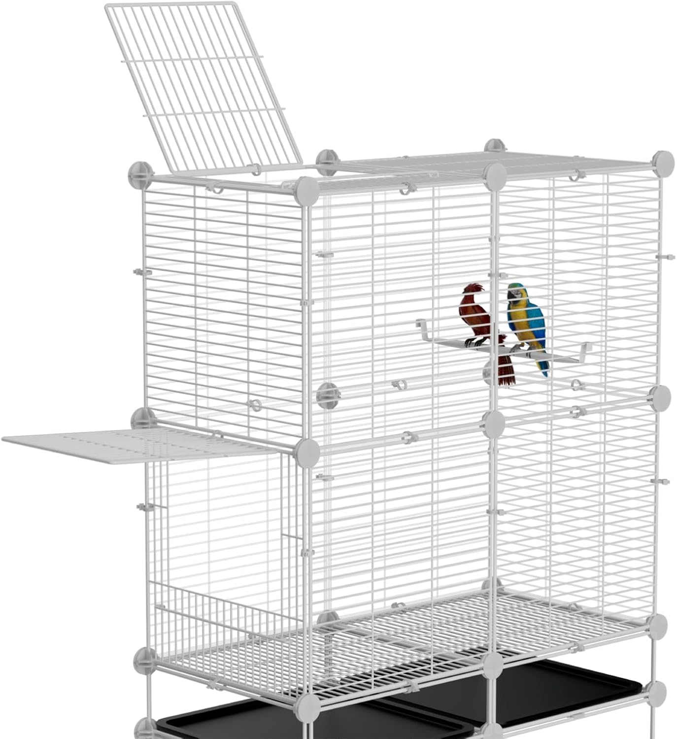 Standing Large Bird Cage, Parakeet Cage with Detachable Stand & Wheels, Wide Flight Birdcage for Parrot Cockatiel Conure Budgie Canary Finch Lovebird
