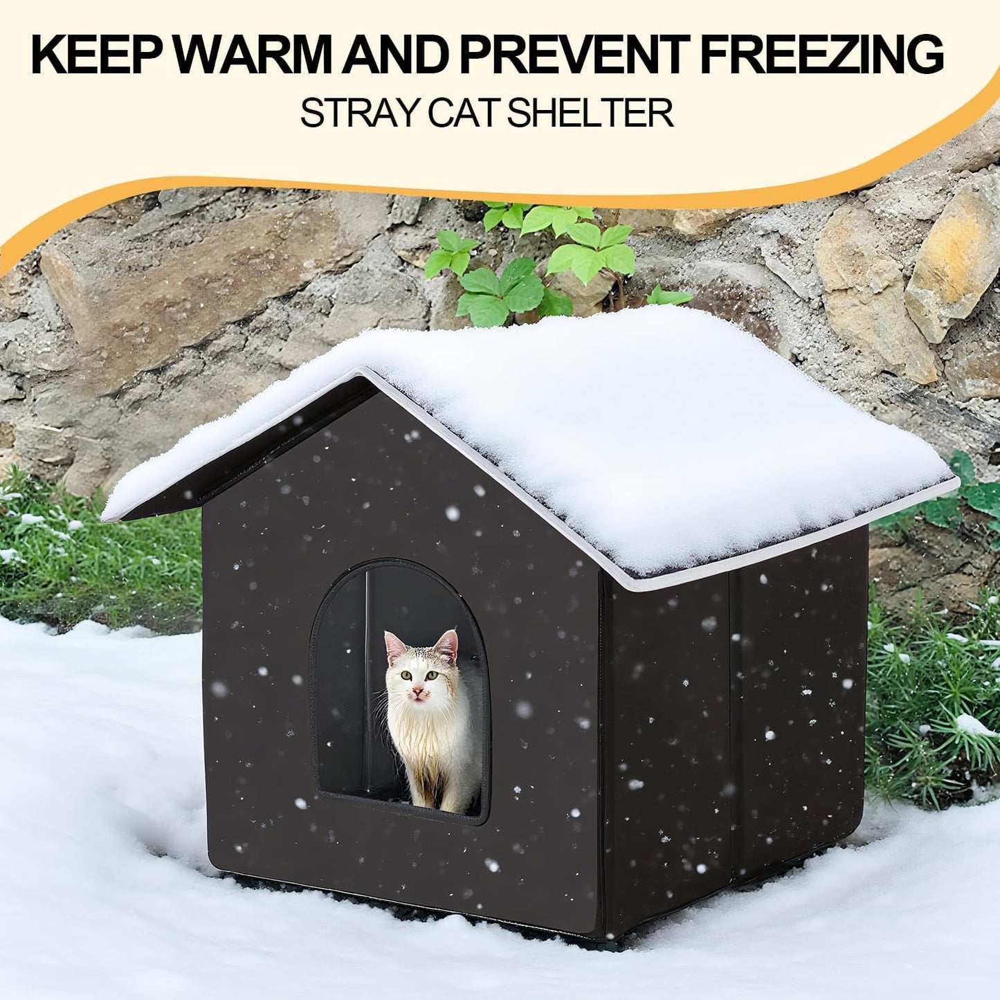 Outdoor Pet Shelter, Waterproof Portable Cat House, Collapsible Indoor Kennel with Window for Small Dogs, Rabbits, Cats (Black, M Model Without Escape Door)