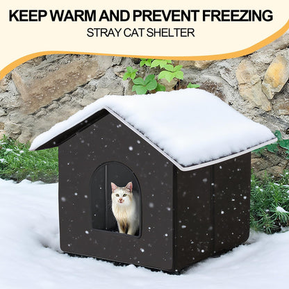 Outdoor Pet Shelter, Waterproof Portable Cat House, Collapsible Indoor Kennel with Window for Small Dogs, Rabbits, Cats (Black, M Model Without Escape Door)