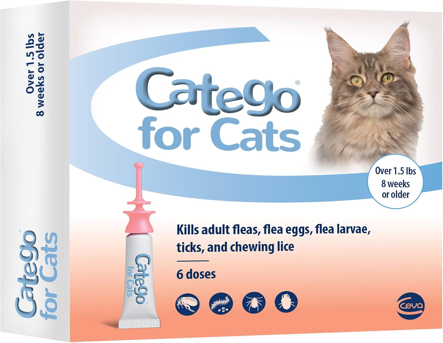 Catego for Cats Flea and Tick Treatment & Prevention (Over 1.5 lbs) 6 ...