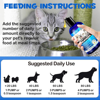 Omega 3 Fish Oil for Dogs -8.8 FL.OZ Salmon Oil for Dogs & Cats - Dog Fish Oil Supplement - Omega 3 Fish Oil for Pet Skin and Coat, Shedding, EPA + DHA, golden