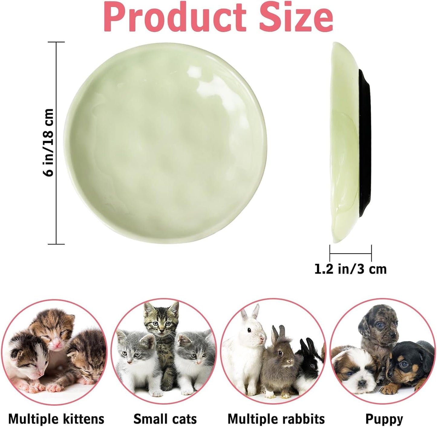 BNOSDM Raised Cat Slow Feeder Bowl and Green Ceramic Shallow Cat Food Bowls for Small Cats