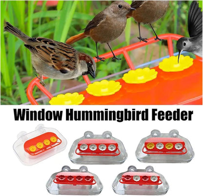 Bird Feeder, Window Hummingbird Feeder with 4 Feeding Ports Strong Suction Cups Hanging Garden Bird Water Drinker Bottle for Outdoors,for Garden(D)