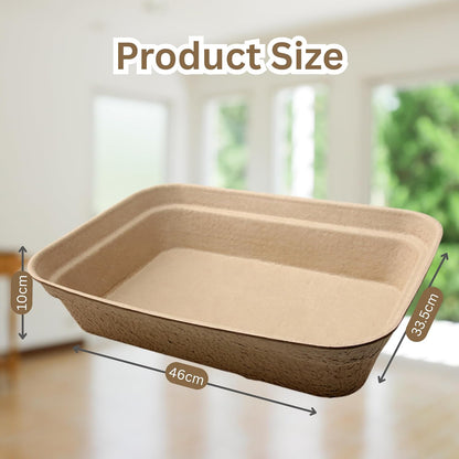 Disposable Cat Litter Box 6 Pack – Eco-Friendly Kitty Litter Box, 100% Biodegradable Paper Pulp, Leak-Proof Disposable Travel Litter Boxes for Cats, Cat Tray 18"x13"x4"