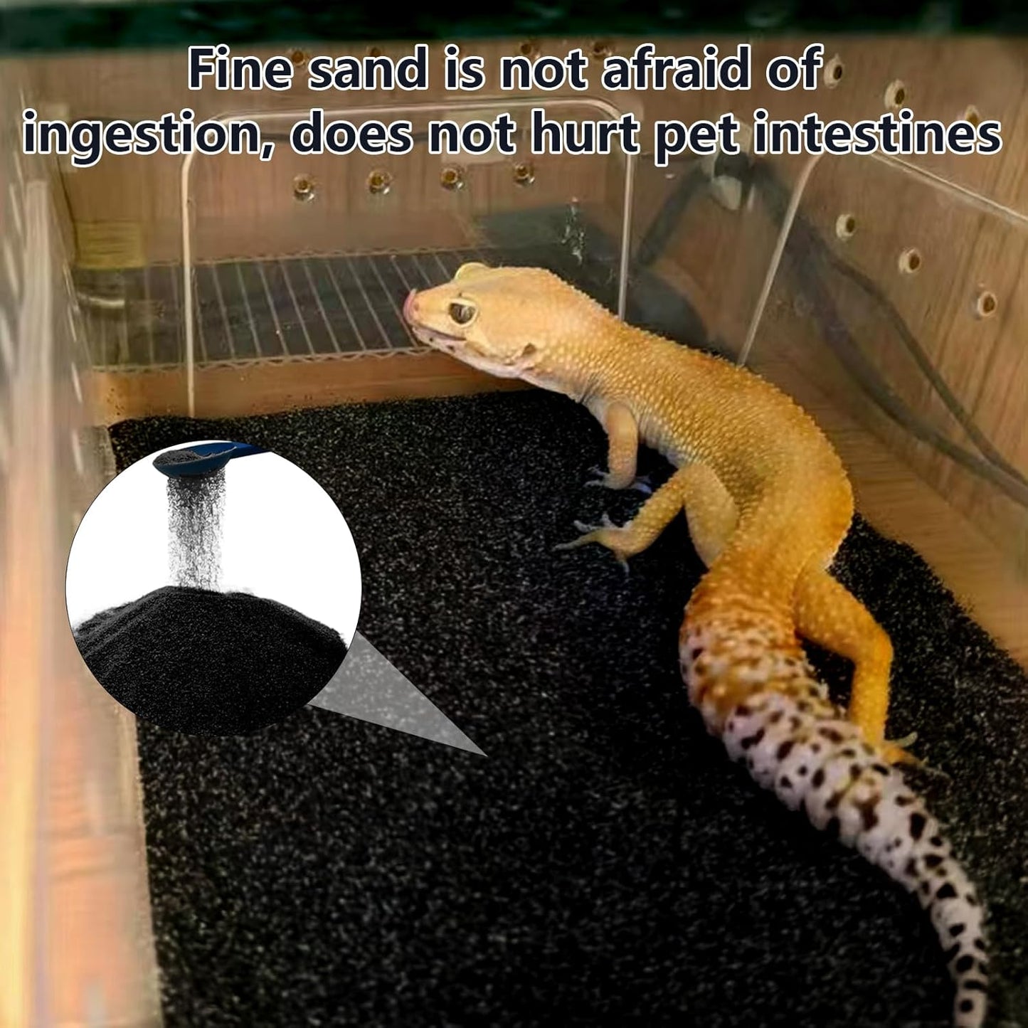 BNOSDM Reptile Sand Bearded Dragons Substrate Sands Lizard Terrarium Bedding Desert Blend for Snakes Geckos Chameleon Tortoise Frogs Scorpion Invertebrates Amphibian 2.2lb (Black)