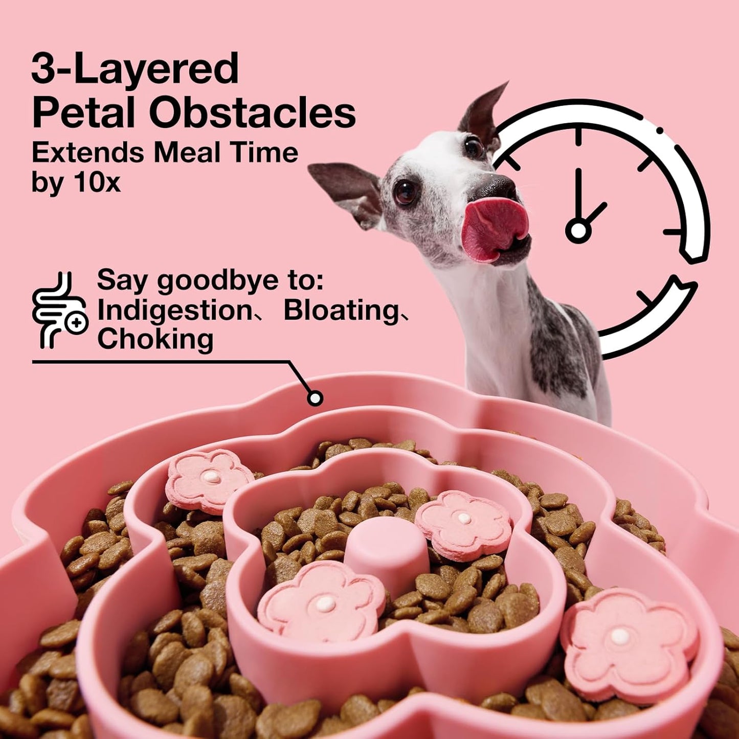 VETRESKA Slow Feeder Dog Bowls, Silicone Dog Puzzle Bowl for Healthy Eating, Puppy Slow Feeder Bowl Anti-Choking, Flower Bowls Ideal for Large Breed/Medium/Small Dogs & Cat