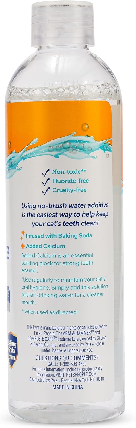 Arm & Hammer Complete Care Dental Water Additive for Cats, Cat Breath Freshener, Cat Mouth Wash or Dental Rinse, Simply Add to Pet Drinking Water for Fresher Breath, Value Size 8 FL OZ - 2 Pack